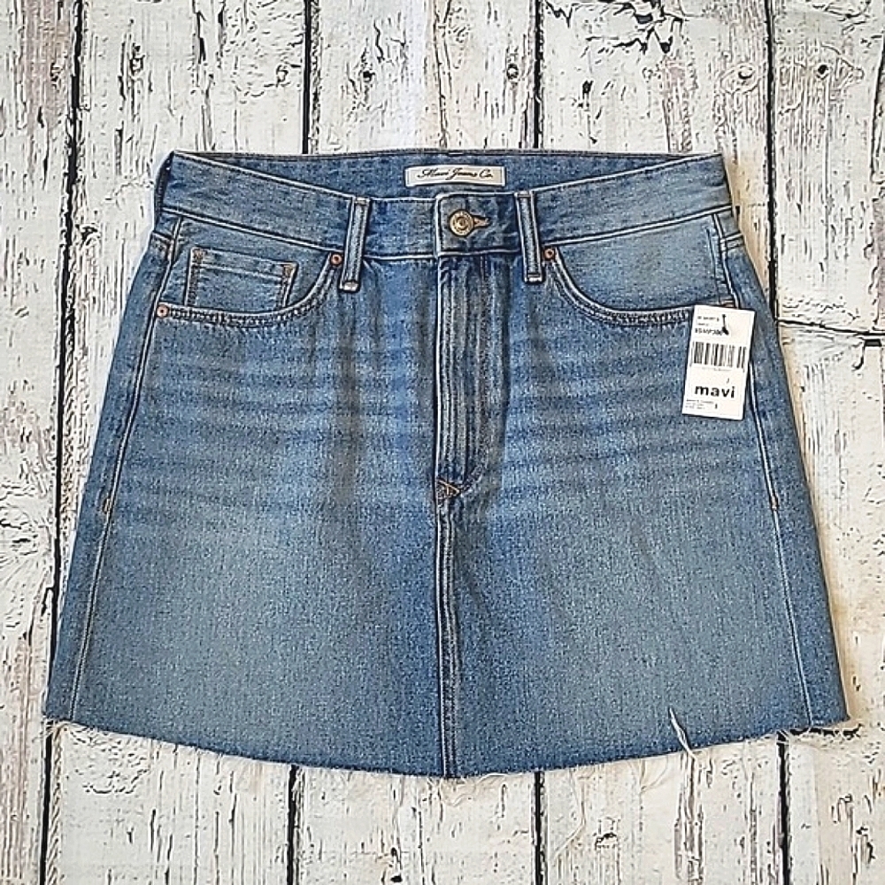 🆕️NWT Mavi Lindsay Raw Hem Light Wash Blue Denim Jean Skirt Womens Size Small - Picture 3 of 17